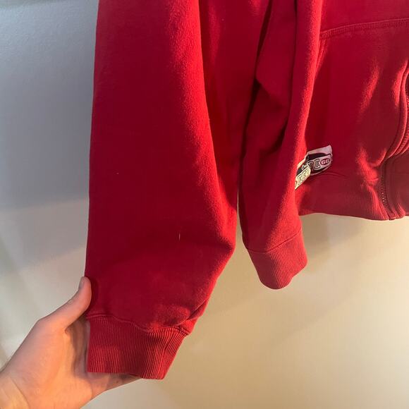 Vintage Disney Eeyore Winnie The Pooh Zip Up Hoodie Sweatsirt Red Size XL - Picture 4 of 12